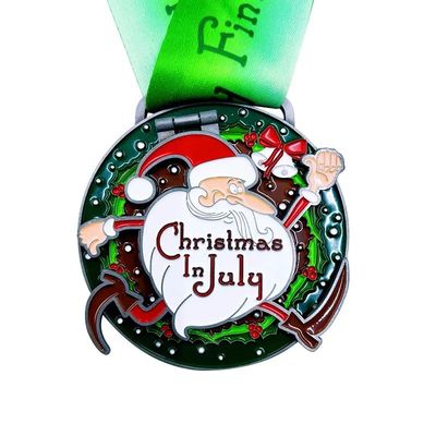 購入 7月 クリスマスランニングメダル マラソンフィニッシャー賞 フリップトップメダル オンライン製造